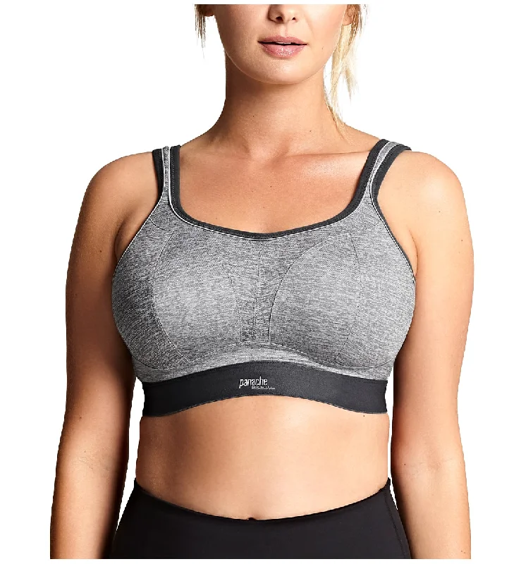 Polyester bras with moisture - wicking properties​ Panache Boundless Racerback Non-Wire Sports Bra (7341) - Charcoal Marl