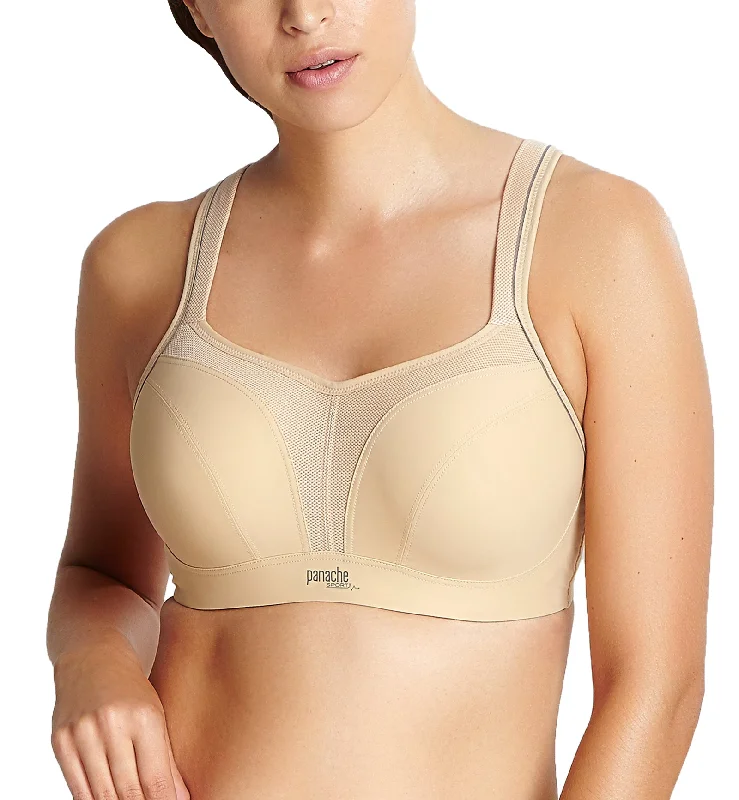Bra with a textured fabric for added visual interest Panache Power Underwire Sports Bra (5021) - Latte Bra with a textured fabric for added visual interest Panache Power Underwire Sports Bra (5021) - Latte