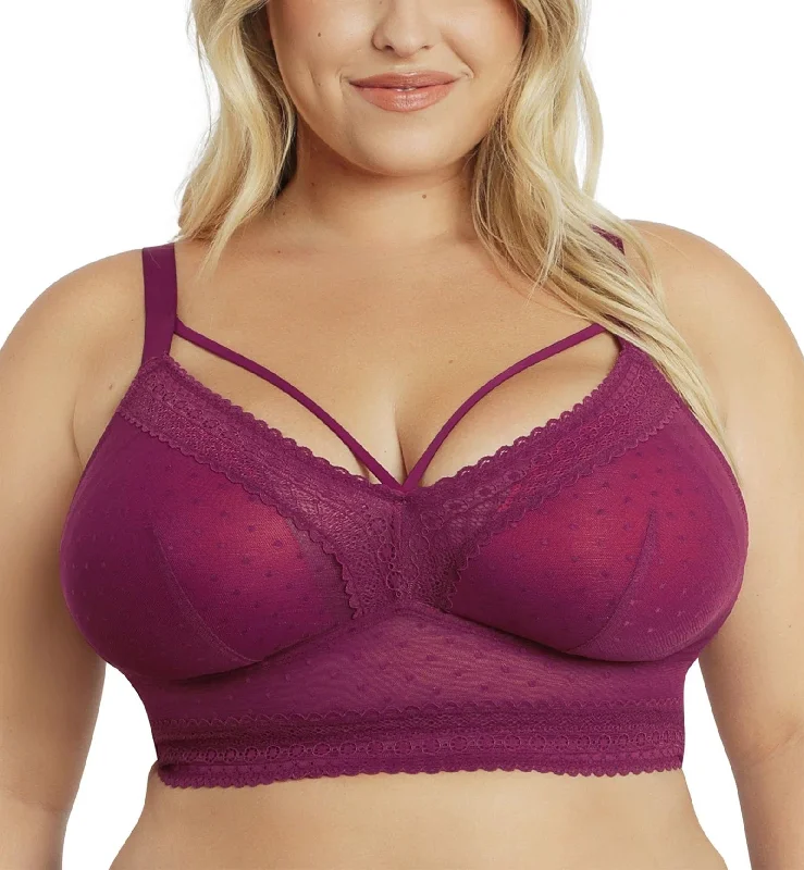 Long - line bras for added support and a slimming effect Parfait Mia Dot Wire-Free Padded Mesh Bralette (P6011) - Blackberry Long - line bras for added support and a slimming effect Parfait Mia Dot Wire-Free Padded Mesh Bralette (P6011) - Blackberry