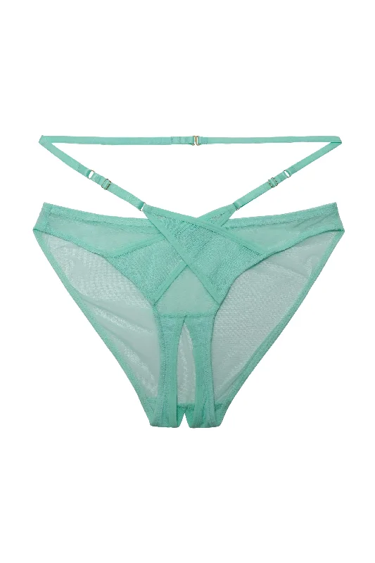 moisture wicking convertible brasPlayful Promises Eddie Aqua Crossover Wrap Crotchless Brief