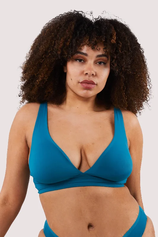 padded bras for added volumeSecond Skin Teal Recycled Triangle Bra