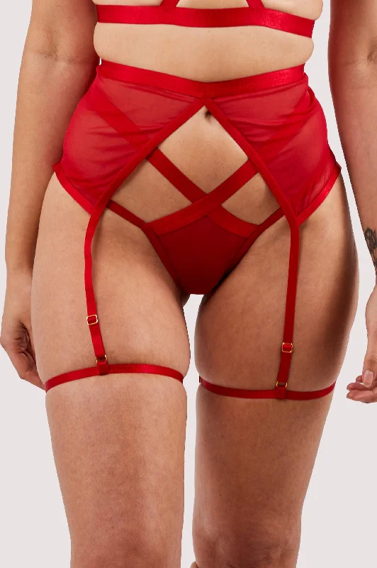 Balconette bras with a stylish and flattering design Mercury Red Mesh Harness Suspender Balconette bras with a stylish and flattering design Mercury Red Mesh Harness Suspender