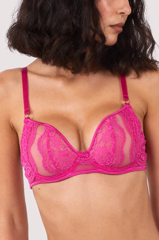Bra with a textured fabric for added visual interest Ophelia Pink Cut Out Lace Bra Bra with a textured fabric for added visual interest Ophelia Pink Cut Out Lace Bra