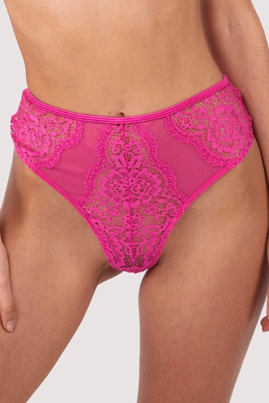 Bra with underbust support for better breast lift Ophelia Pink Cut Out Lace High Waist Brief Bra with underbust support for better breast lift Ophelia Pink Cut Out Lace High Waist Brief