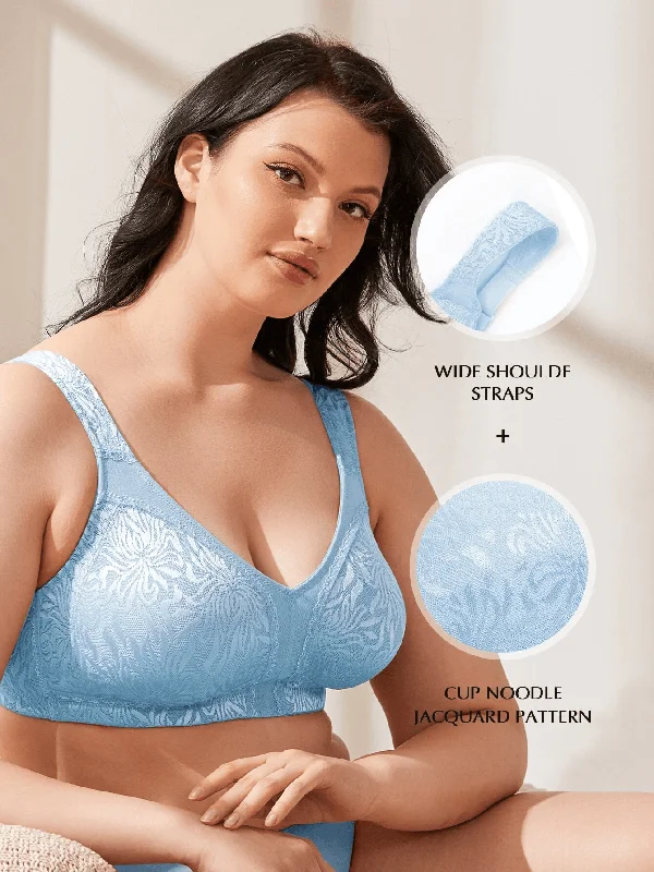 Bra with a racerback design for better mobility​ Full Coverage Comfort Minimizer Bra Sky Blue