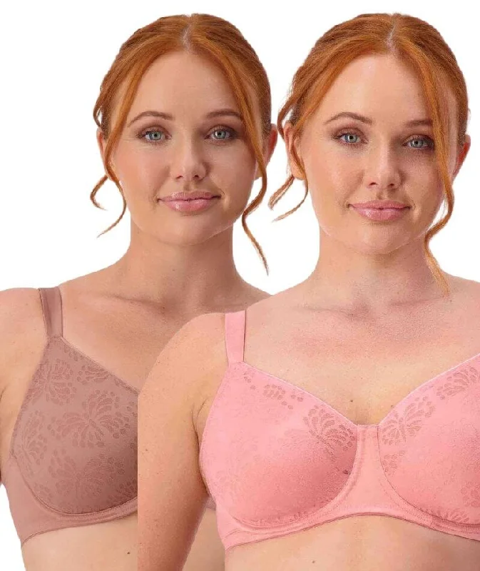 supportive sports bras for runningTriumph Lacy Minimizer 2 Pack Bra - Toasted Almond/Cherry Rose supportive sports bras for runningTriumph Lacy Minimizer 2 Pack Bra - Toasted Almond/Cherry Rose
