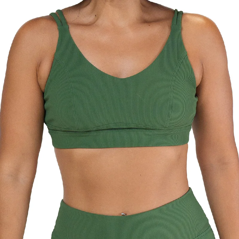 sleep bras with adjustable strapsVitality Bra | Ribbed | Hunter Green