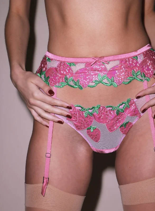 Bra with a plus - size underbust band for a secure fit Wild Strawberry Garter Belt Bra with a plus - size underbust band for a secure fit Wild Strawberry Garter Belt