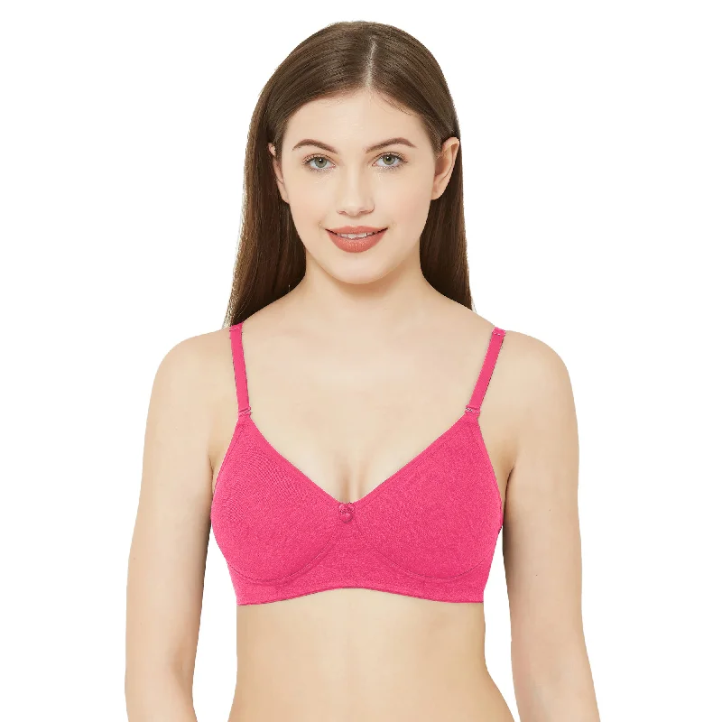 sleep bras for all night comfort1030-Cotton Plain Bra-Peach Melange