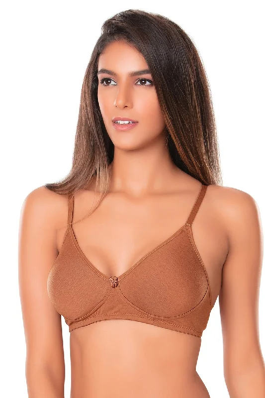 plus size bralette bras for comfortKajal-Plain Mold T-Shirt Bra Coffee Brown