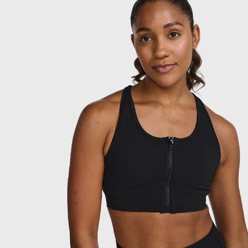 seamless wireless bras for everyday comfort2XU - Motion Zip Bra - Black/White