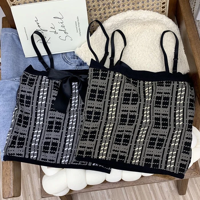 t - shirt bras for a smooth look under clothesFlourish High Quality Checkered Printed Ribbon Padded Crop Top