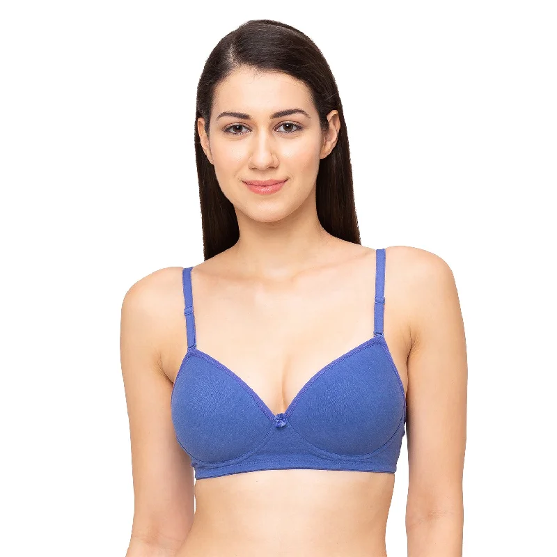 seamless backless bras for summer dressesSlick-Cotton Mold Padded T-shirt Bra Blue
