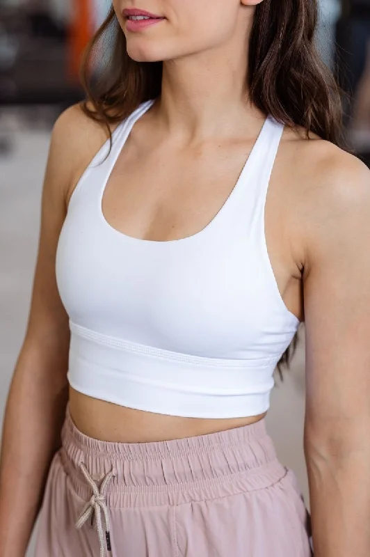 seamless sports bras for minimal chafingSTELLA "FAN EDITION" SPORTS BRA - 2.0 WHITE