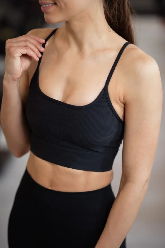 convertible bras with adjustable strapsESSENTIAL RIBBED SPORTS BRA