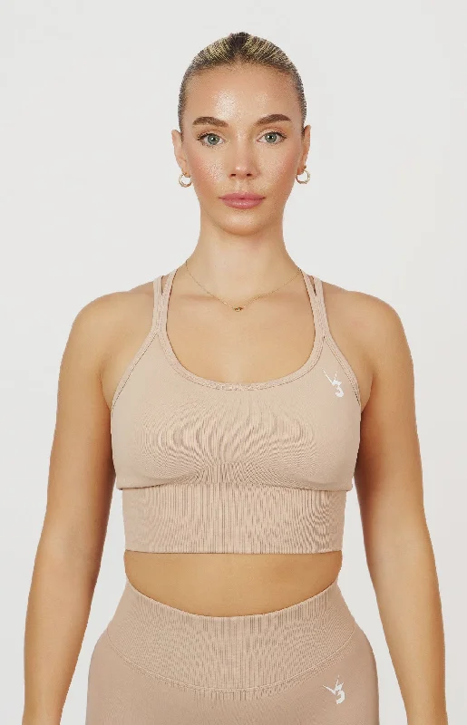 plunge t - shirt bras for a sleek appearanceForm Seamless Strappy Sports Bra - Dusty Pink